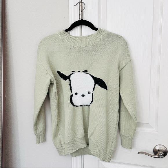 Pochacco Kawaii Fuzzy Mint Green Pastel Sweater - Picture 1 of 4